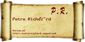 Petre Richárd névjegykártya