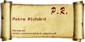 Petre Richárd névjegykártya